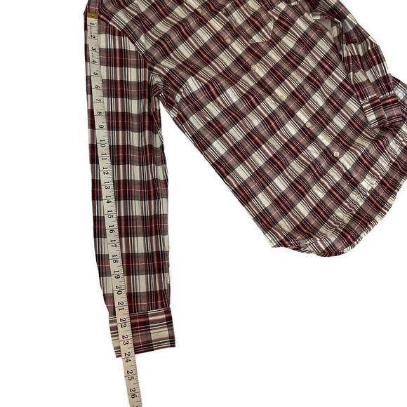 Gap Button Down Shirt Top Collar Red White Black Grey Striped Long Sleeves Small - Picture 6 of 9